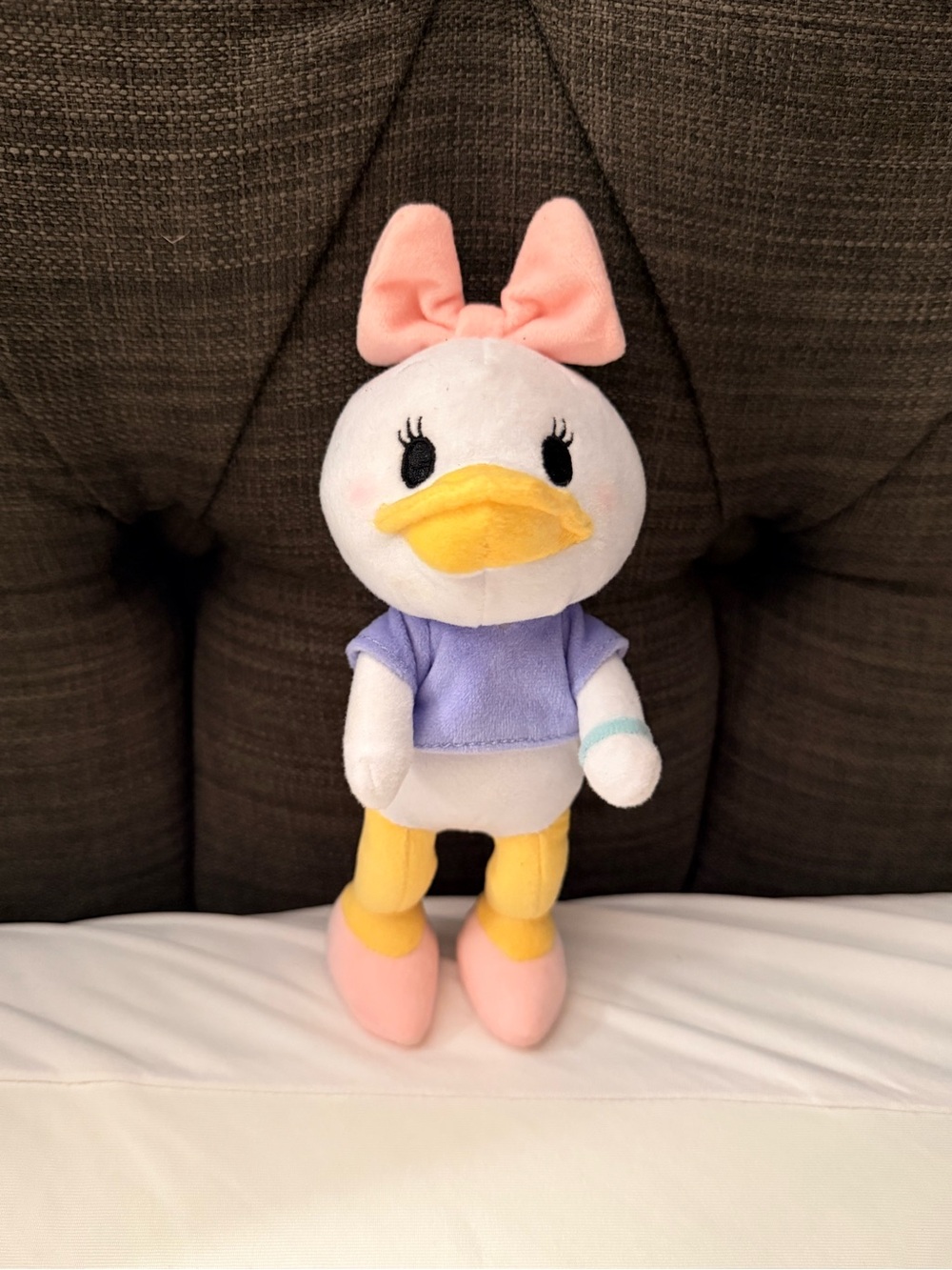 Disney Daisy Duck Plush with Pink Bow, Purple Top and Yellow Beak